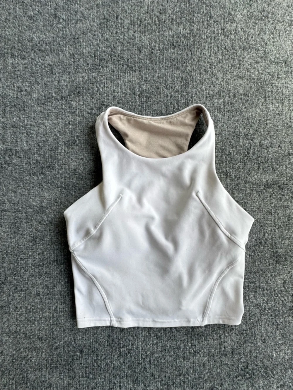 Lululemon White High-Neck Cropped Tank Top Built in Bra Size 4